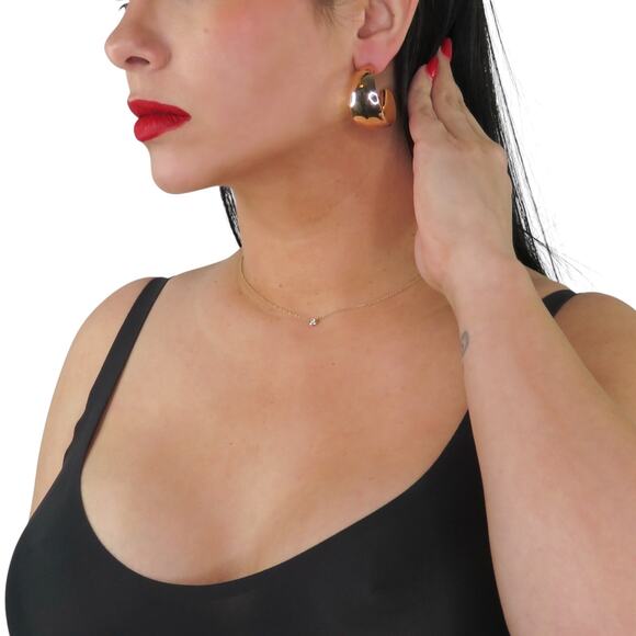 1980s Vintage Gold Hoop Earrings Chunky Thick Hoops Earrings 1" - Picture 2 of 9